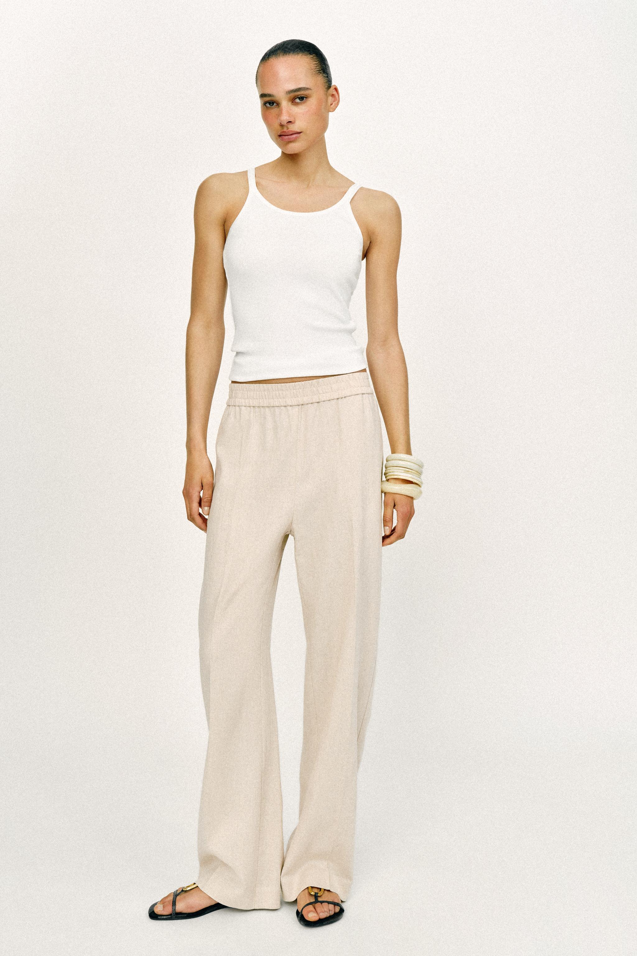 PANTALON DROIT AVEC LIN